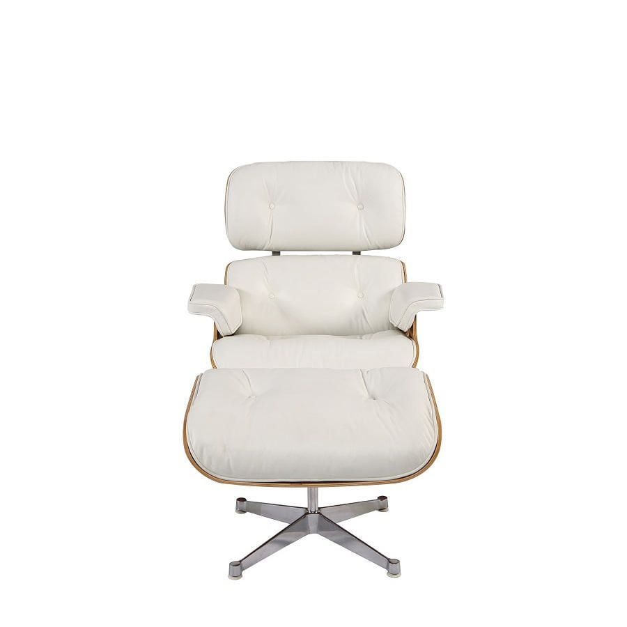 Plata Import Eames Chaise Blanc Lounge Ottoman