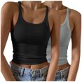 thumbnail image 1 of Timegard Camisoles 2 Pcs pour Femmes Col Rond Côtelé Sans Manches Ajusté Court Haut Décontracté Sortie Camis, 1 of 6