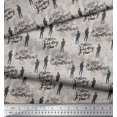 thumbnail image 2 of Soimoi Gray Georgette Viscose Fabric Men & Direction Compass Holiday Print Fabric by the Yard 42 Inch Wide, 2 of 3