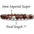 thumbnail image 2 of Natural Imperial Jasper Handmade Gemstone 8mm Round Beads Elastic Bracelet 7" Unisex, 2 of 3