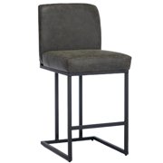 Ourlova 24 Inch Bar Stools Counter Height Bar Stools with Back Modern PU Leather Barstools for Kitchen Island Upholstered Bar Chair with Black Metal Frame Footrest 1 Pack-Grey