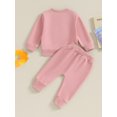 thumbnail image 4 of Faithtur Baby Girl 2Pcs Fall Outfits Fuzzy Letter Embroidery Long Sleeve Sweatshirt + Pants Set Toddler Spring Clothes, 4 of 9