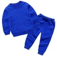thumbnail image 2 of LSLJS Ensemble Automne Hiver pour Tout-Petits Garçons Filles, Bonbon, Couleur Unie, Chandail à Col Rond et Pantalon de Jogging ( Bleu, 9-10 Ans ), 2 of 5