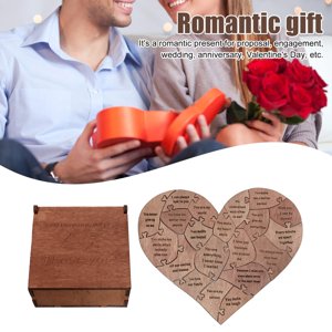 TIMIFIS Valentine Day Puzzle, 20 Reasons Why I You Wooden Heart Puzzle Gift Valentine's Day Souvenir Gift Wooden Box Puzzle Apartment Essentials