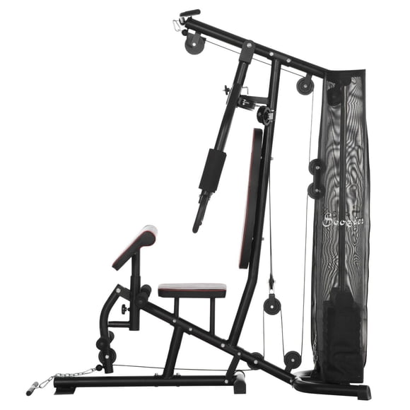 Soozier Home Gym Equipment Multifunctional Weight Machine W/ 100Lbs Weight Stack