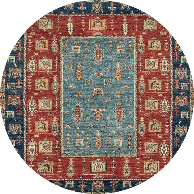 Ahgly Company Tapis d'Intérieur Ronds Abstraits Rouge Brun à Motif Animal, 6 Pieds Rond