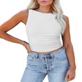 thumbnail image 1 of Women‘s U-Neck Slim Fit Vest Knitting Ribbed Irregular Backless Racerback Cropped Tank Tops, 1 of 7