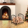 thumbnail image 2 of Outsunny Firewood Rack Outdoor, 16" Metal Fireplace Log Holder, Black, 2 of 10