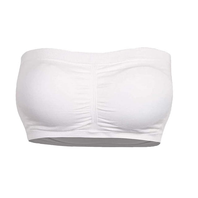 Double Women Plus Size Strapless Bra Bandeau Tube Removable Padded Top Stretchy