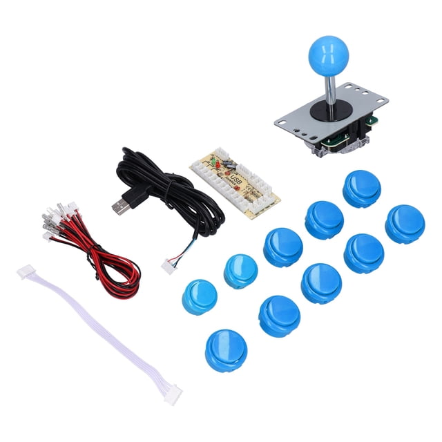 Joystick DIY Kit, Delay Easy To Install Game DIY Kit Parts Wide Application for MAME for Fight Stick for PC Game Green,Blue,Red,White,Yellow,Black,Mixed Color
