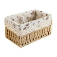 thumbnail image 2 of thefmos Small Woven Storage Basket, Rectangular Decorative Rattan Organizer Bin, Plastic Sundries CosmeticToyContainer for Home Bathroom Bedroom Kitchen Office, 2 of 6