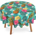 thumbnail image 1 of Pineapple 60 Inch Round Tablecloth,Tropical Palm Leaves Flowers Table Cloth Waterproof Stain and Wrinkle Resistant Circle Table Cover for Kitchen Dining Picnic Camping Indoor Outdoor Decor, 1 of 1