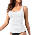 thumbnail image 1 of Lovzfmll Swim Tops for Women, Solid Color Racerback Tankini with Shelf Bra, Round Neck Sleeveless Beach Top, 1 of 3