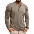 thumbnail image 1 of RXIRUCGD Chemise Décontractée pour Homme à Couleur Unie, Boutonnée, à Col Rond, à Manches Longues, Kaki, Taille : M, 1 of 9