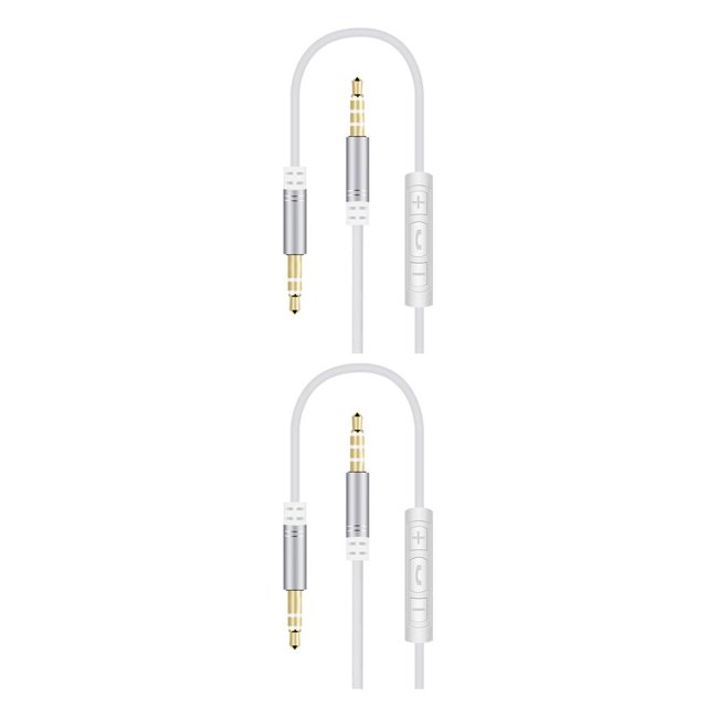 bedienty Car Stereo for AUX Cable Computer Headphone Handsfree Phone Call Wire Control 3 .5mm Audio Cord silver 2Set