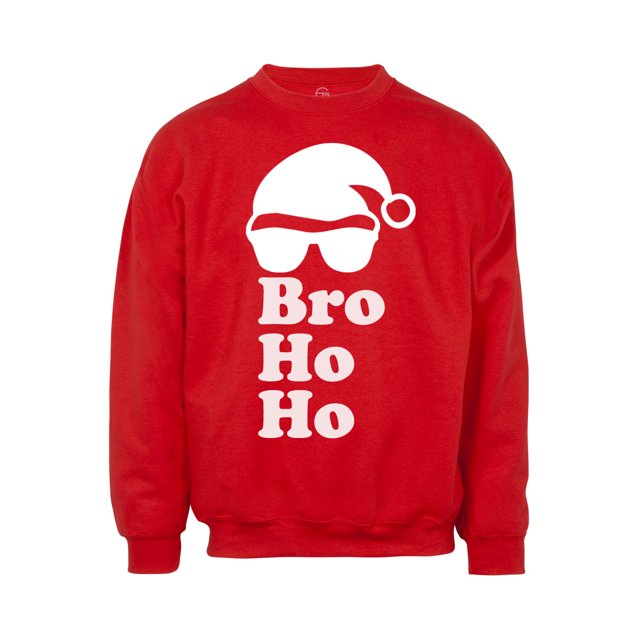 Mens Bro Ho Ho Ugly Christmas Ugly Sweatshirt - Red - Small