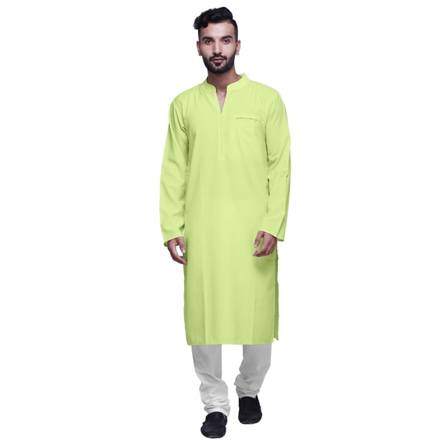 Atasi Solid Traditional Kurta For Men Chinese collar Long Shirt Ethnic Clothing