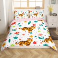 thumbnail image 2 of YST Tiger Comforter Cover Wild Animal Full Duvet Cover For Boys Kids Cartoon Flower Animal Bedding Set, Wildlife Bed Cover Botanical Flower Pattern 3D Bed Set (Pink Reverse)，No Comforter, 2 of 5