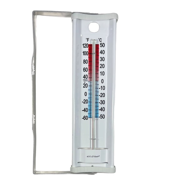 Accutemp thermomètre intérieur ou extérieur, support inclus, lectures de température en °C et °F, Blanc