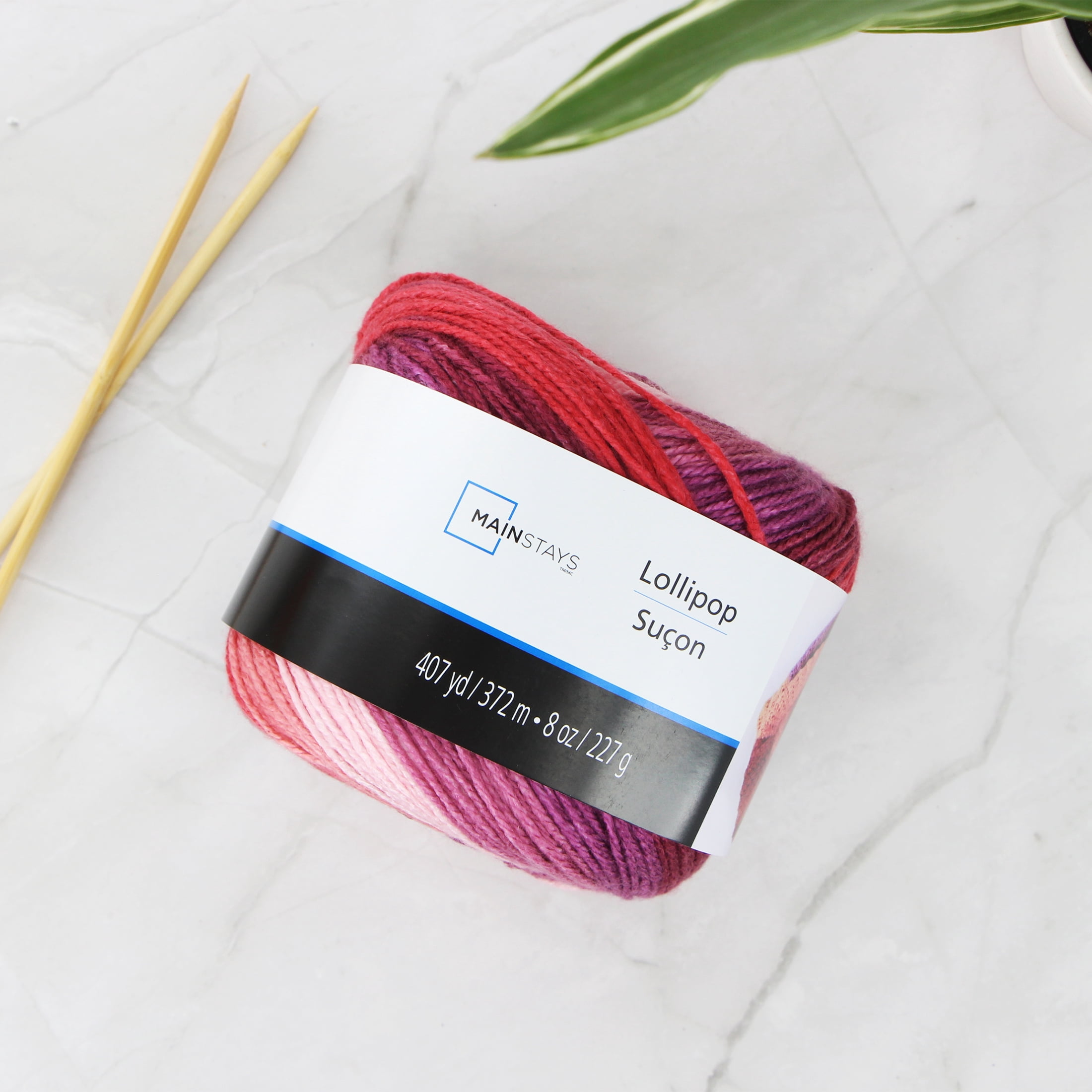 MAINSTAYS Lollipop laine - rouge Variegated, #4 Medium acrylique, 227 g (8 oz)/372 m (406.8 yd)