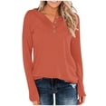 thumbnail image 2 of Meichang Womens Henley Shirts Long Sleeve Tops Button Neck Loose Fit Pullover Basic Solid Going Out Tops Spring Fashion Outfits 2025, 2 of 7