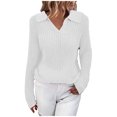 thumbnail image 2 of Qertyioot Chandails à Col en V pour Femmes Mode Automne Hiver Pull à Manches Longues Décontracté, 2 of 7
