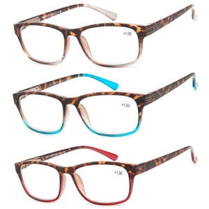 Success Eyewear Verres de lecture 3 Paire Grande Valeur Lecteurs élégants Mode hommes et femmes Lunettes pour la lecture Set de Havana clair, Havana rouge, Havanna bleu 3.25