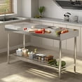 thumbnail image 1 of GloryStar 48 x 24 Inch Stainless Steel Work Table, Commercial Kitchen Prep Island with Backsplash and Adjustable Undershelf, 1 of 7