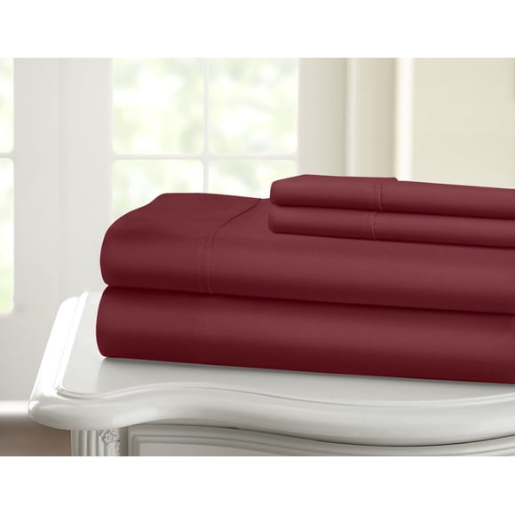 1200 Thread Count 100% Cotton Solid Sheet Set (California King, Burgundy)