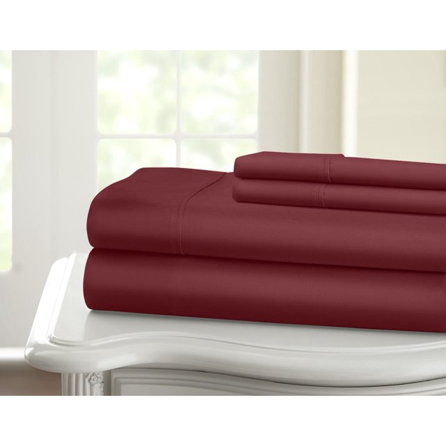 1200 Thread Count 100% Cotton Solid Sheet Set (California King, Burgundy)