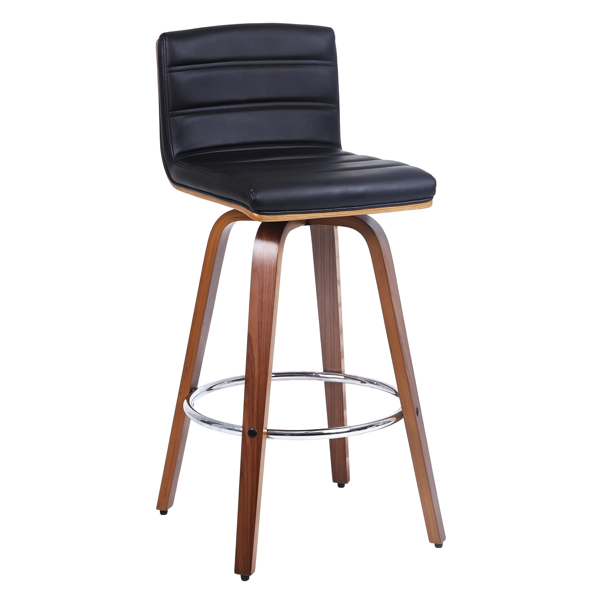 Moustache Vintage Wood Bar Stool, 360° Swivel Barstools with Back and Foot Ring, Counter Stools for Kitchen Home Bar Counter Coffee Shop, 28" Seat Height