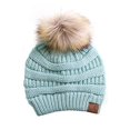 thumbnail image 1 of Gravity Threads Tuque à Pompons en Tricot Torsadé en Fausse Fourrure, Vison, 1 of 1
