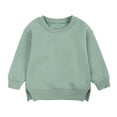 thumbnail image 1 of PMVFHDE Chandail à Col Rond pour Bébé Garçon Fille Couleur Unie Manches Longues Automne Printemps, Vert, 9-12 Mois, 1 of 5