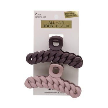 Scunci 2 Pack Braided Claw Clips, Pink and Purple, Soft Finish