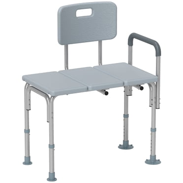 HOMCOM 6-Level Adjustable Bath and Shower Bench, Armrest & Backrest, Grey