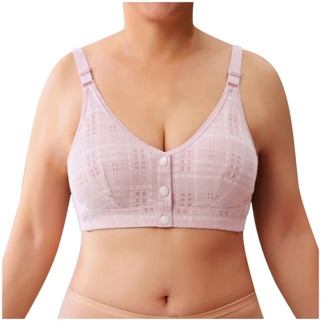 Timegard Bras for Women No Underwire Plus Size Comfort Front Closure Button Adjustable Strap Seniors Bras