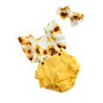 thumbnail image 3 of Gupgi 0-24M Baby Girl Romper Sunflower Printed Ruffle Sleeve Backless Jumpsuit, 3 of 5