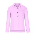 thumbnail image 4 of Yuyuzo Plus Size Tops for Women Long Sleeve Lapel Collared Cotton Linen Solid Color Button down Shirts with Pockets, 4 of 7