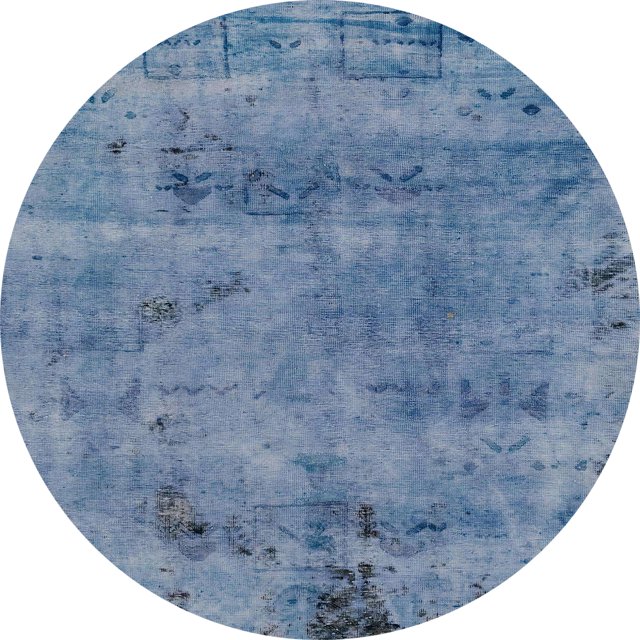 Ahgly Company Tapis d'Intérieur Ronds Abstraits Bleu Acier Style Persan, 4 Pieds Rond