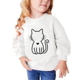 thumbnail image 1 of RXIRUCGD Chandails pour Tout-Petits et Filles en Molleton Chandail de Base Tunique à Capuche Imprimée Chat Col Rond Manches Longues Chandails Chandail Hauts Vêtements d'Automne Hiver, Filles Blanc-A Chandail Taille 9-10 Ans, 1 of 5