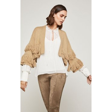 BCBGMAXAZRIA Cardigan Court à Franges pour Femmes en Brun Camel Taille m $260