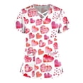 thumbnail image 4 of TIMIFIS Hauts de Sarrau pour Femmes Saint-Valentin Hauts à Manches Courtes pour Femmes Uniforme de Travail Blouse à Poche Imprimée de la Saint-Valentin avec Poches pring, 4 of 5