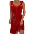 thumbnail image 1 of Penkiiy Robes d'Été pour Femmes 2024 Décontractées Ajustées Amples Couleur Unie Col Rond Tempérament Élégantes Robes Dos Nu 2TG Rouge, 1 of 5