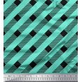 thumbnail image 1 of Soimoi Green Poly Georgette Fabric Diagonal Stripe Print Fabric by Yard 52 Inch Wide, 1 of 5