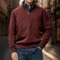 thumbnail image 2 of Migroa Essential Men's Quarter-Zip Sweatshirt -Solid Colour Stand-Up Collar Design, Multiple Colour Options, Premium Casual Wear Under $20, Wine S, 2 of 4