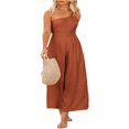 thumbnail image 2 of Women Romper Sleeveless Off-Shoulder Neck Wide-Leg Trousers, 2 of 4