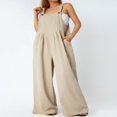 thumbnail image 4 of Wide Leg Overalls for Women Sleeveless Jumpsuits Suspender Overalls with Pockets, 4 of 6