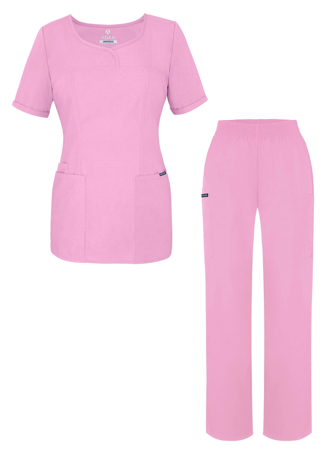 Adar Universal Women's Scrub Set - V-neck Scrub Top and Elastic Pull-On Scrub Pants