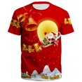 thumbnail image 1 of LUOGENLI T-shirts pour Homme pour Hommes de Noël à Manches Courtes Col Ras du Cou T-Shirt pour Hommes et Femmes T-shirts Amusants pour Hommes T-shirts Graphiques Vêtements d'Été Rouge Melon D\'eau m, 1 of 2