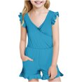 thumbnail image 1 of Girls Swimsuit with Chest Pad Ruffle Trim One Piece Bathing Suit Solid Swimsuits Ruched Sleeveless Swimwear for 7-16 Years, 1 of 7